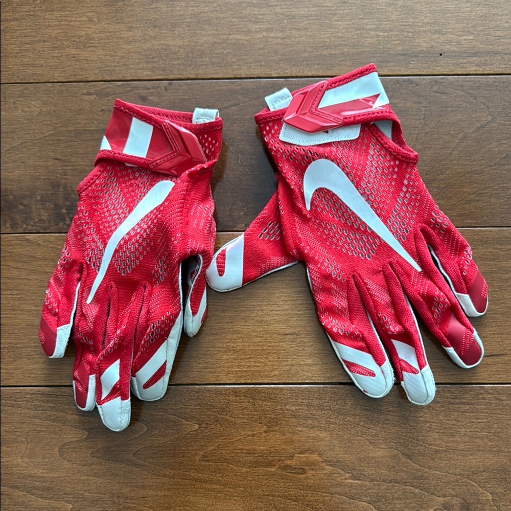 Red and White Nike Sports Gloves